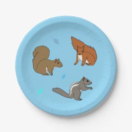 Blauwe eekhoorns papieren bordje