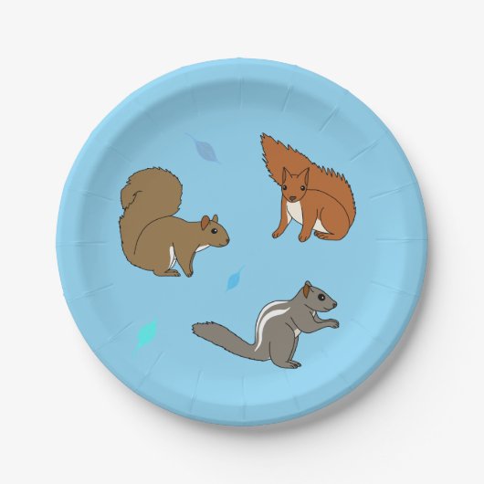 Blauwe eekhoorns papieren bordje (Voorkant)