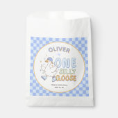 Blauwe Eén Dwaas Gans-Retro Jongen Eerste Verjaard Bedankzakje (Voorkant)