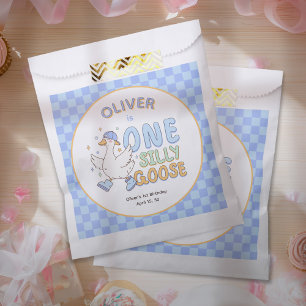 Blauwe Eén Dwaas Gans-Retro Jongen Eerste Verjaard Bedankzakje