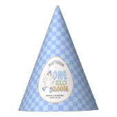 Blauwe Eén Dwaas Gans-Retro Jongen Eerste Verjaard Feesthoedjes (Voorkant)