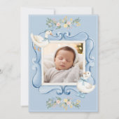 Blauwe Eenden Bloemige Vintage Baby Aankondiging (Voorkant)