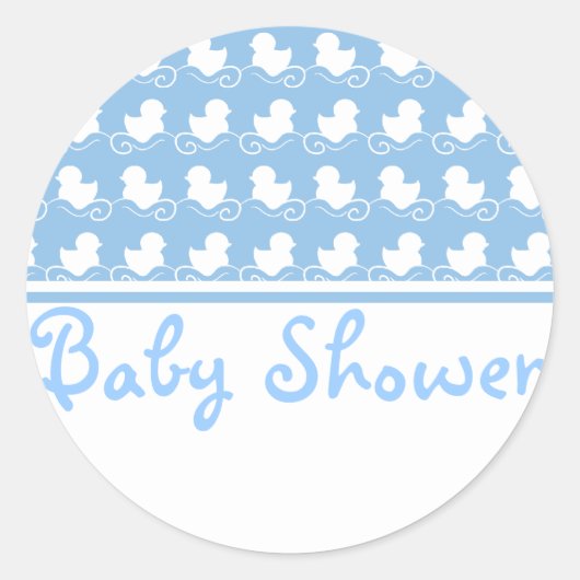 Blauwe eenden in rij baby shower zeehond sticker (Voorkant)