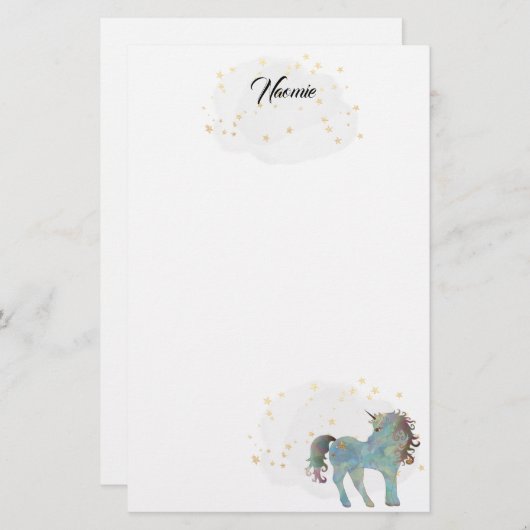 Blauwe eendriekhoorn en sterren briefpapier (Voorkant / Achterkant)