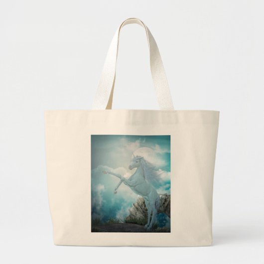 blauwe eenhoorn grote tote bag (Voorkant)