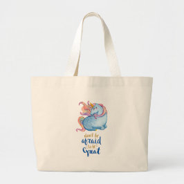 Blauwe Eenhoorn Inspirerende Spreuk Grote Tote Bag