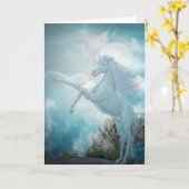 blauwe eenhoorn kaart (Gele Bloem)