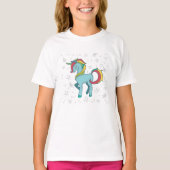 Blauwe Eenhoorn met Doodles T-shirt (Voorkant)