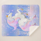 Blauwe Eenhoorn Prinses op Frozen Lake Nursery Dec Sherpa Deken (Voorkant (horizontaal))