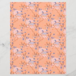 Blauwe eenhoorns op een oranje achtergrondblad