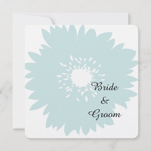 Blauwe Eenvoud Bloem Bruiloft Kaart (Achterkant)