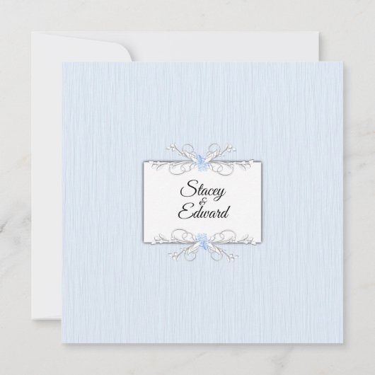 Blauwe eenvoud Traditionele huwelijksuitnodiging Kaart (Achterkant)