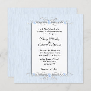 Blauwe eenvoud Traditionele huwelijksuitnodiging Kaart