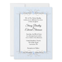 Blauwe eenvoud Traditionele huwelijksuitnodiging