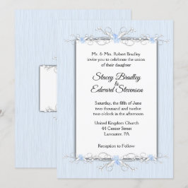 Blauwe eenvoud Traditionele huwelijksuitnodiging Kaart