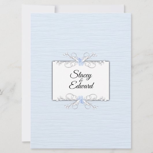Blauwe eenvoud Traditionele huwelijksuitnodiging Kaart (Achterkant)