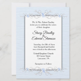 Blauwe eenvoud Traditionele huwelijksuitnodiging Kaart