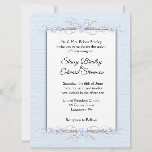 Blauwe eenvoud Traditionele huwelijksuitnodiging Kaart (Voorkant)