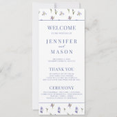 Blauwe eenvoudige bloemenelegante trouwprogrammaka (Voorkant)