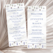 Blauwe eenvoudige bloemenelegante trouwprogrammaka