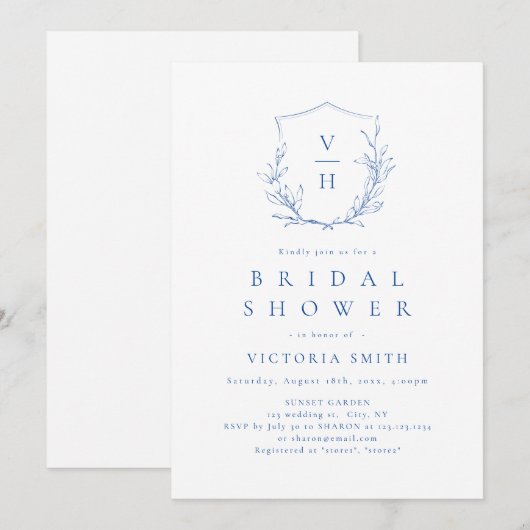 Blauwe, eenvoudige botanische vrijgezellenfeest kaart (Voorkant / Achterkant)