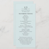 Blauwe eenvoudige bruiloft. Elegant klassiek typog Programmakaart (Voorkant / Achterkant)