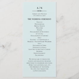 Blauwe eenvoudige bruiloft. Elegant klassiek typog Programmakaart