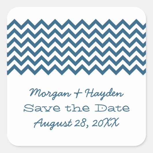 Blauwe Eenvoudige Chevron Sparen de Stickers van d (Voorkant)