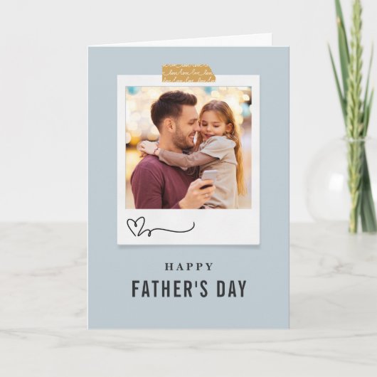 Blauwe, eenvoudige en moderne Vaderdag-foto Feestdagen Kaart (Voorkant)