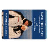 Blauwe Eenvoudige Foto slaat de Magnet Datum op Magneet (Horizontaal)