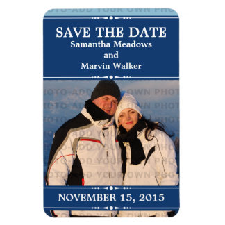 Blauwe Eenvoudige Foto slaat de Magnet Datum op Magneet