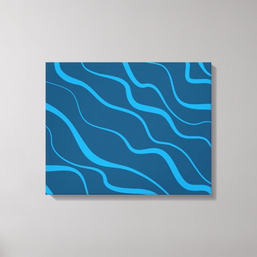 Blauwe, eenvoudige, moderne, koele golfabstractie canvas afdruk (Voorkant)