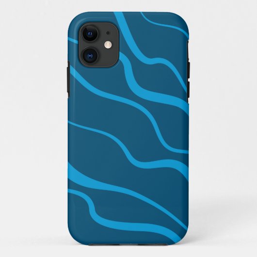 Blauwe, eenvoudige, moderne, koele golfabstractie Case-Mate iPhone case (Achterkant)