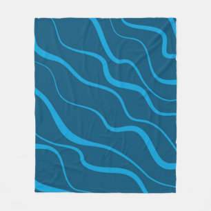 Blauwe, eenvoudige, moderne, koele golfabstractie fleece deken