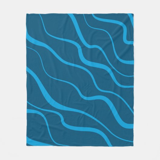 Blauwe, eenvoudige, moderne, koele golfabstractie fleece deken (Voorkant)