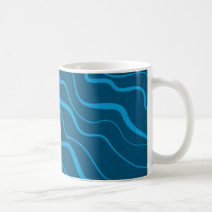 Blauwe, eenvoudige, moderne, koele golfabstractie koffiemok