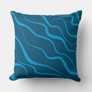 Blauwe, eenvoudige, moderne, koele golfabstractie kussen