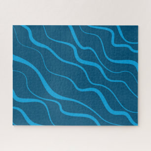 Blauwe, eenvoudige, moderne, koele golfabstractie legpuzzel