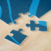 Blauwe, eenvoudige, moderne, koele golfabstractie legpuzzel (Zijkant)
