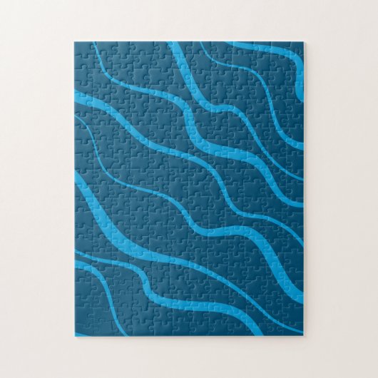 Blauwe, eenvoudige, moderne, koele golfabstractie legpuzzel (Verticaal)