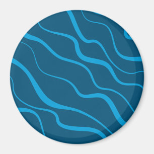 Blauwe, eenvoudige, moderne, koele golfabstractie magneet