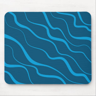 Blauwe, eenvoudige, moderne, koele golfabstractie muismat