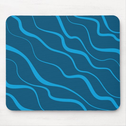 Blauwe, eenvoudige, moderne, koele golfabstractie muismat (Voorkant)