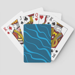 Blauwe, eenvoudige, moderne, koele golfabstractie pokerkaarten