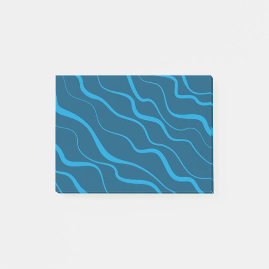 Blauwe, eenvoudige, moderne, koele golfabstractie post-it® notes (Voorkant)