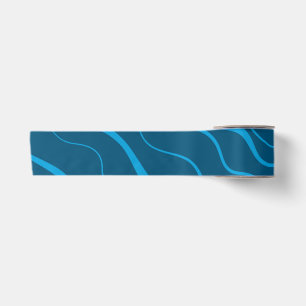 Blauwe, eenvoudige, moderne, koele golfabstractie satijnen lint