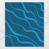 Blauwe, eenvoudige, moderne, koele golfabstractie wijn etiket (Enkel label)