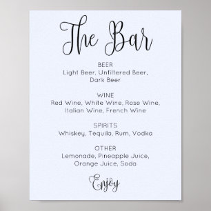 Blauwe eenvoudige scripttrouwbalk. Alcoholdrinken Poster