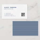 Blauwe Eenvoudige Typografie met QR-code minimalis Visitekaartje (Voorkant / Achterkant)