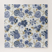 Blauwe eenvoudige wijnbloemen legpuzzel (Verticaal)